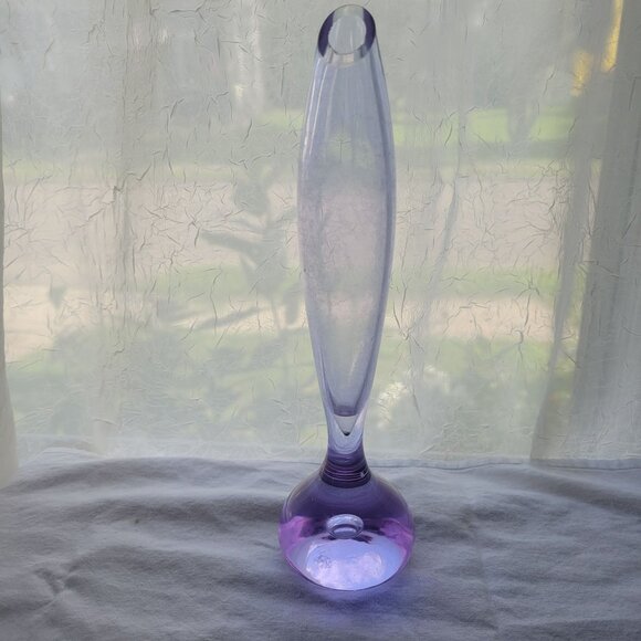 Handblown Czech Bohemian Neodymiim Alexandrite Purple Glass Vase Elegant  9" - Picture 3 of 8